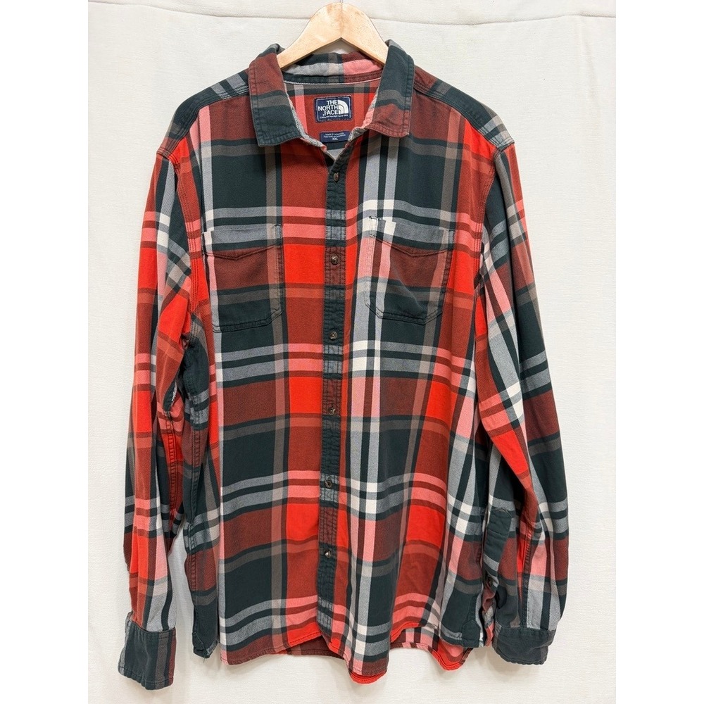 The North Face Mens Button Down Shirt Red Plaid Cotton Flannel XXL Gorpcore A8VR